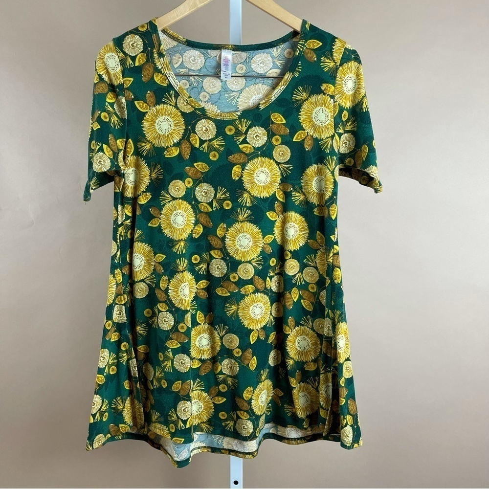LuLaRoe XS Whimsical Boho Floral Sunflower Sun Print Perfect T Dandelion Nature